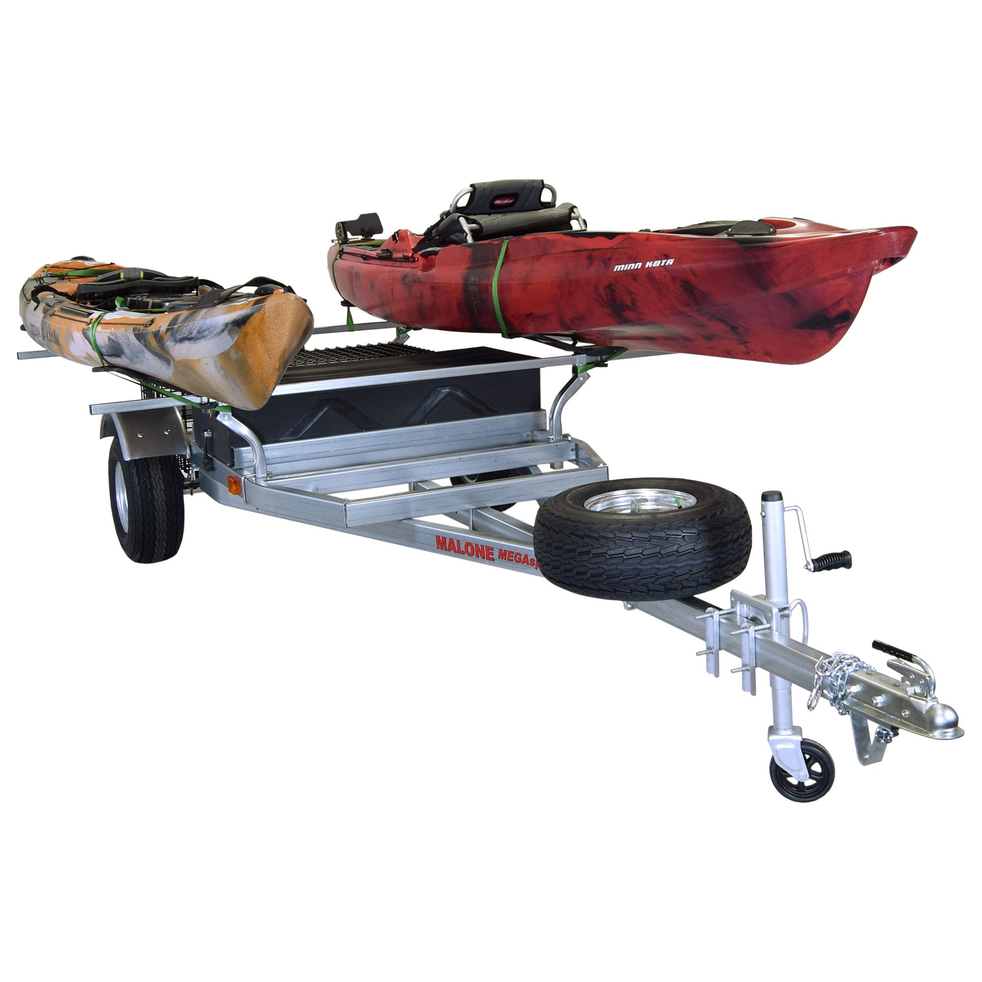 Malone MegaSport 2-Boat MegaWing Trailer Package with kayak loaded