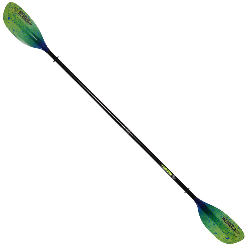 Werner Shuna Hooked Adjustable Fiberglass Kayak Fishing Paddle in Catch Lime Drift angle
