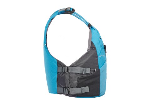 Blue and gray life jacket on a white background Astyral Lonnie