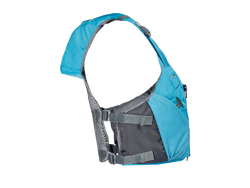 Blue and gray hydration vest on a white background