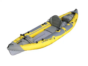 inflatable kayak equipped with kayak accessories