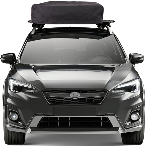 Thule Approach Roof Top Tent folded up on top of car front view