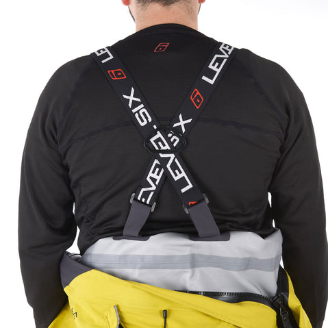 Level Six Fjord Dry Suit in Citron suspenders rear