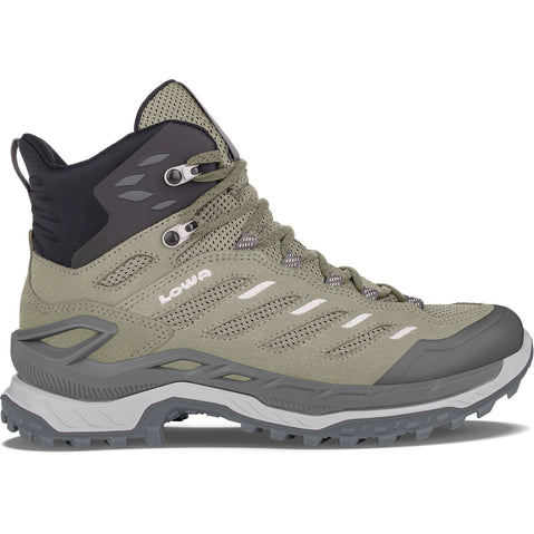 Lowa Women's Innovo Mid Hiking Boots in Seaweed/Grey side view