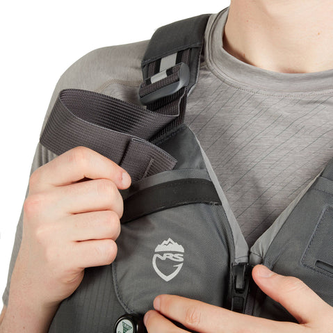 NRS Chinook Fishing LIfejacket (PFD) shoulder adjustment