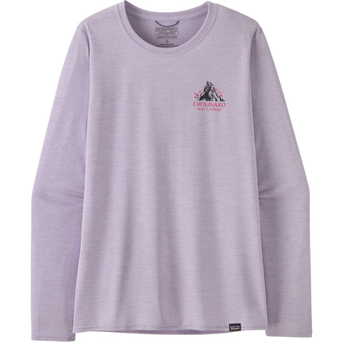 Patagonia Women's Cap Cool Daily Graphic Long Sleeve Shirt - Lands in Chouinard Crest: Foxglove Purple front