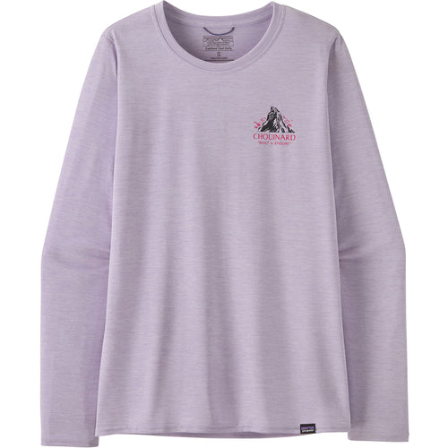 Patagonia Women's Cap Cool Daily Graphic Long Sleeve Shirt - Lands in Chouinard Crest: Foxglove Purple front