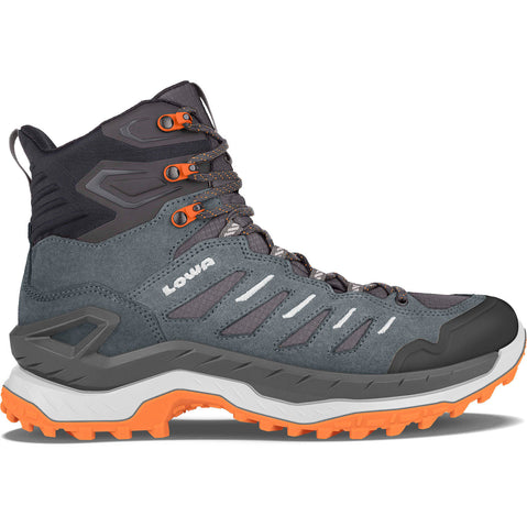 Lowa Men's Innovo GTX Mid Hiking Boots in Smoke Green/Flame side view