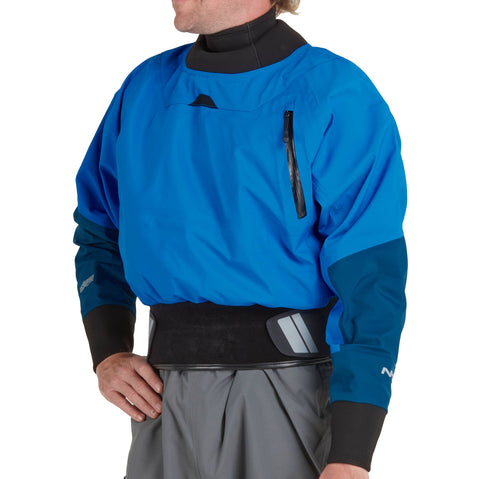 NRS Men's Flux Dry Top in Blue model frontcrop