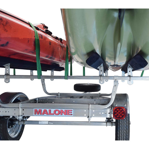 Malone MicroSport 2 Kayak Bunk-Style Trailer Package with kayak strap