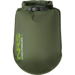 NRS Ether Hydrolock Dry Bag Forest Green 15 Liter Front With Logo