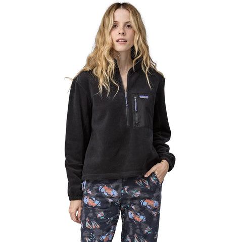 Patagonia Women's Microdini 1/2 Zip Pullover in Black model front