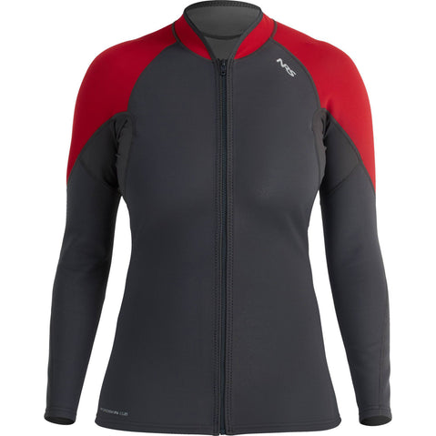 NRS Women's HydroSkin 0.5 Jacket in Graphite/Salsa front
