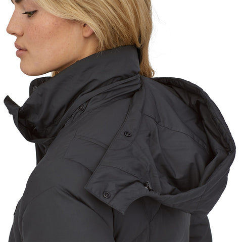 Patagonia Women's Down With It Jacket in Black detachable hood