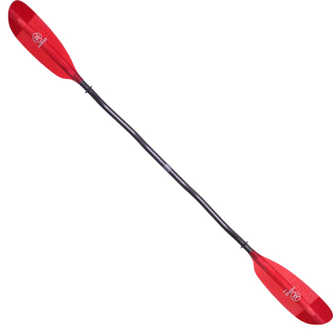 Werner Camano Fiberglass Bent Shaft Kayak Paddle in Red angle