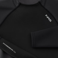 NRS Women's HydroSkin 1.0 Long Sleeve Shirt in Black/Graphite model detail
