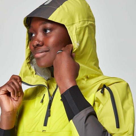 NRS Women's Riptide Paddling Jacket citrus front hood pulls