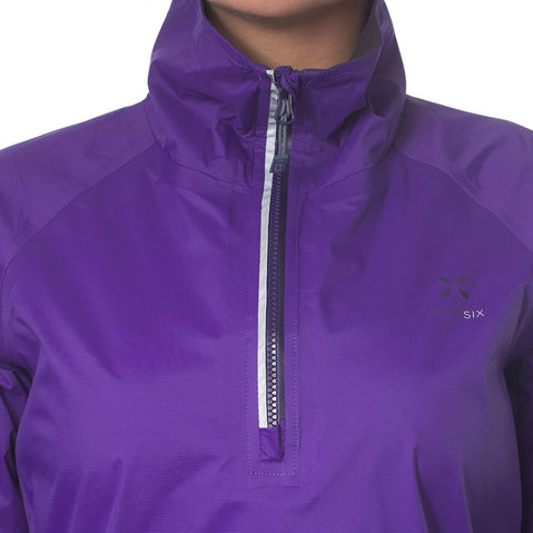 Level Six Women's Orillia Paddling Jacket in Violet Indigo model front zipper view