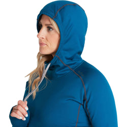 NRS Women's Expedition Weight Hoodie in Poseidon model side