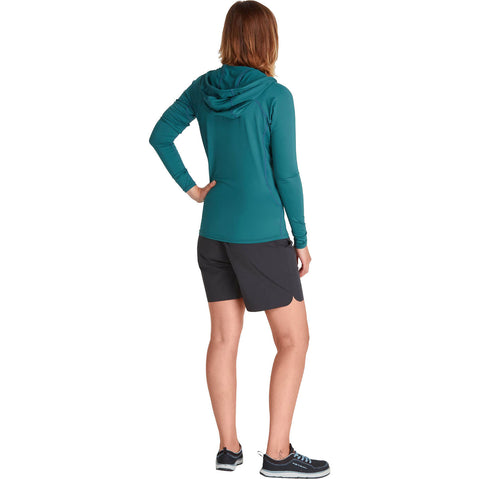 NRS Women's Ava Rashguard Hoodie in Mediterranea model back