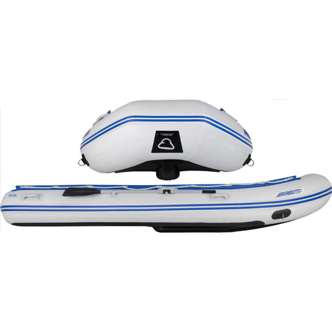 Sea Eagle 12'6 Sport Runabout Drop Stitch Inflatable Raft Deluxe Package side and front