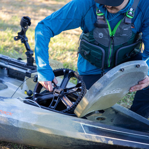 YakAttack TowNStow Scupper Kayak Cart lifestyle