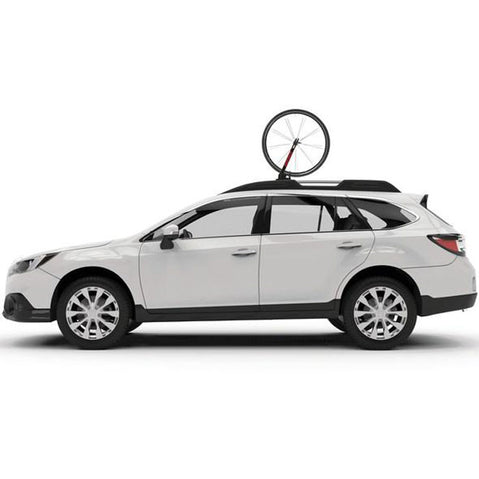 Yakima WheelHouse Wheel Fork installed on a car side
