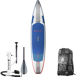 Level 6 Twelve Six Ultralight Inflatable SUP Board Package in Aegean Blue package