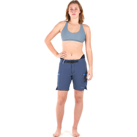 Level Six Women's Pro Goddess Neoprene Lined Shorts in Deep Blue left