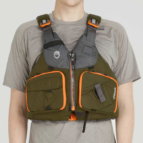 NRS Chinook Fishing LIfejacket (PFD) Bark model front