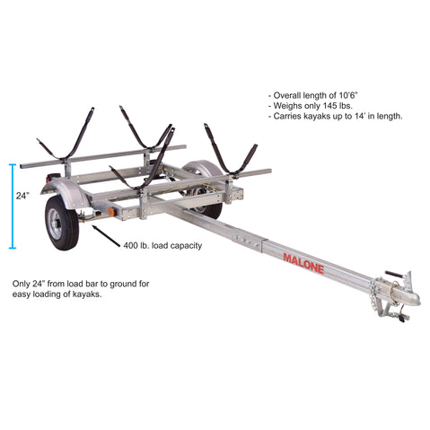 Malone EcoLight 2-Boat J-Rack Kayak Trailer Package detail