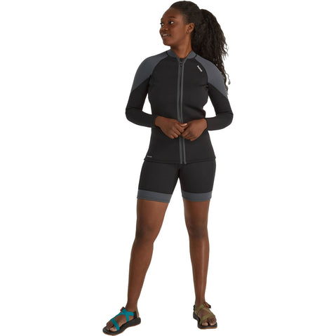 NRS Women's Ignitor Wetsuit Shorts in Black model front
