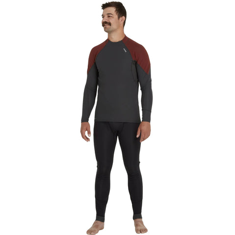 NRS Men's HydroSkin 0.5 Long Sleeve Shirt in Graphite/Brick model front