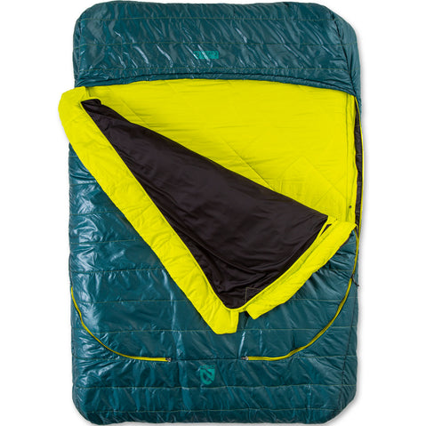 Nemo Jazz Double 30 Degree Synthetic Sleeping Bag in Lagoon/Lumen draft collar