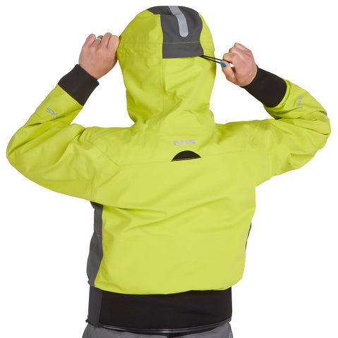 NRS Women's Orion Paddling Jacket in Lime model hood
