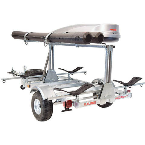 Malone MegaSport LowBed 2-Boat MegaWing Kayak Trailer Package with 2nd Tier side