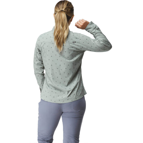 NRS Women's Drifter Long Sleeve Shirt in Pebble model back