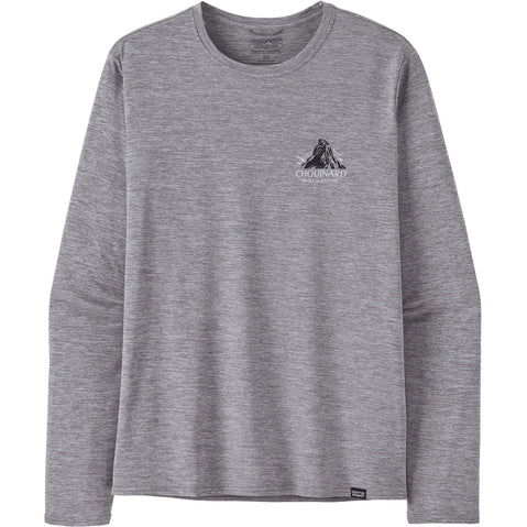 Patagonia Men's Cap Cool Daily Graphic Long Sleeve Shirt - Lands in Chouinard Crest: Feather Grey front