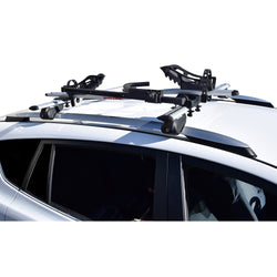 Malone Pilot TC/ST Tray Style Bike Roof Rack installed on a car top view