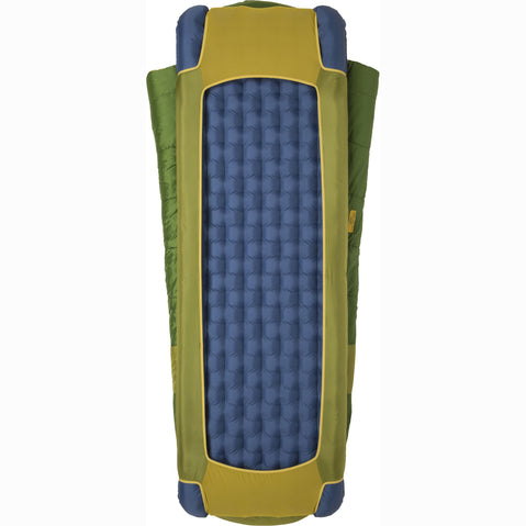 Big Agnes Echo Park 40 Degree Synthetic Sleeping Bag Green/Olive Bottom Showing Sleeping Pad (not included)