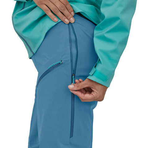 Patagonia Women's Stormstride Pants in Sound Blue model view zipper