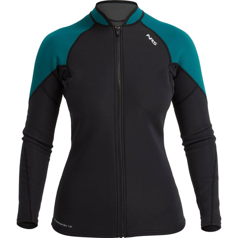 NRS Women's HydroSkin 1.5 Jacket in Black/Harbor front
