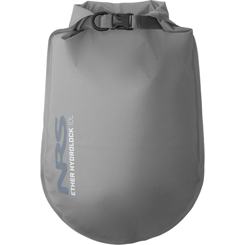 NRS Ether Hydrolock Dry Bag Stone Gray 10 Liter Front With Logo