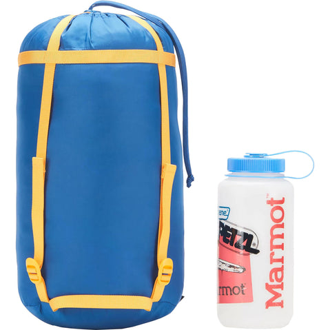 Marmot Kid's Trestles Elite Eco 30 Degree Synthetic Sleeping Bag in Solar/Red Sun stuff sack