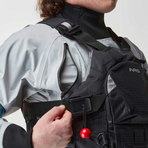 NRS Men's Stratos Semi-Dry Paddling Jacket quarry chest pocket open