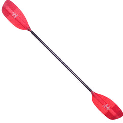 Werner Powerhouse Fiberglass Straight Shaft Whitewater Kayak Paddle in Red angle