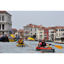 Advanced Elements AdvancedFrame Inflatable Kayak in Red/Grey in use