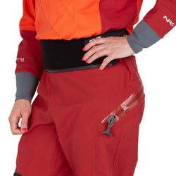 NRS Women's Axiom GORE-TEX Pro Dry Suit in Poppy/Vino model detail