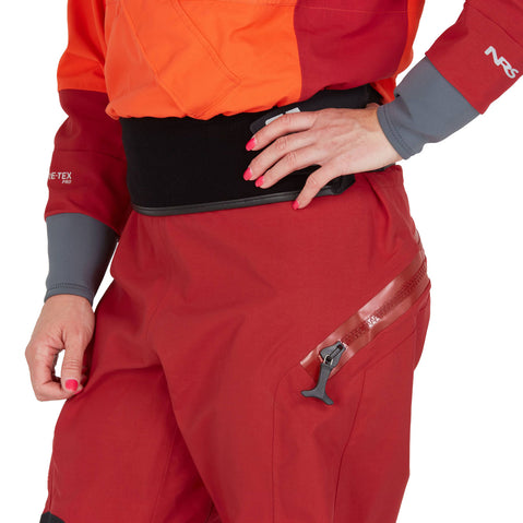 NRS Women's Axiom GORE-TEX Pro Dry Suit in Poppy/Vino model detail