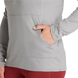 NRS Women's Lightweight Hoodie in Titanium model pocket